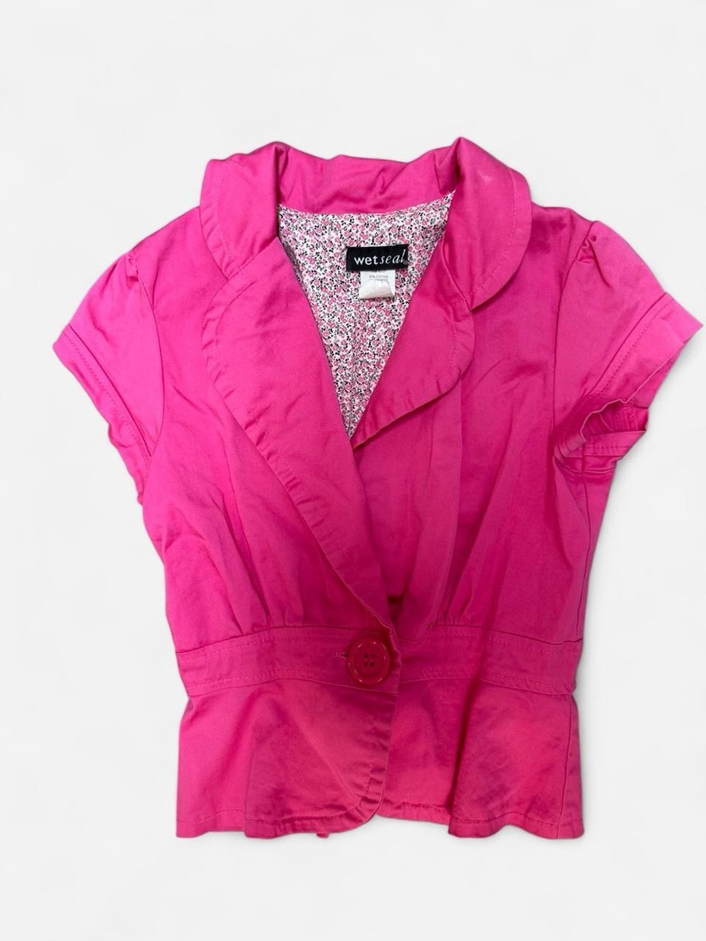 Wet Seal Hot Pink Short Sleeve Button-Down Blazer